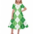 thumbnail image 1 of CYRBOKO Girls Dresses for St. Patrick's Day, A-line Short Sleeve Dancewear Collared Casual Dresses White Size 7-8 T, 1 of 5