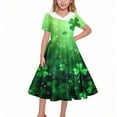 thumbnail image 1 of CYRBOKO Girls Dresses for St. Patrick's Day, Casual A-line Stretchy Collared Short Sleeve Dresses Dark Blue Size 13-14 T, 1 of 5