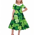 thumbnail image 1 of CYRBOKO Girls Dresses for St. Patrick's Day, Short Sleeve Collared Party A-line Casual Dresses Black Size 11-12 T, 1 of 5
