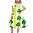 thumbnail image 1 of CYRBOKO Girls Dresses for St. Patrick's Day, Short Sleeve Collared Summer A-line Casual Dresses Yellow Size 5-6 T, 1 of 5