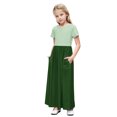thumbnail image 1 of CYRBOKO Girls Dresses with Pockets, Casual Vacation Gift Short Sleeve Midi Dresses Green Size 13-14 T, 1 of 8