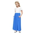 thumbnail image 1 of CYRBOKO Girls Dresses with Pockets, Holiday Casual Short Sleeve Midi Dresses Blue Size 7-8 T, 1 of 8