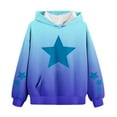thumbnail image 1 of CYRBOKO Girls Fleece Hoodies, Gradient Star Printed Fall&Winter Stretchy Long Sleeve Sweatshirts with Pocket Blue Size 9-10 T, 1 of 7