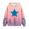 thumbnail image 1 of CYRBOKO Girls Fleece Hoodies, Stretchy Fall&Winter Star Printed Long Sleeve Gradient Sweatshirts with Pocket Pink Size 4-14 T, 1 of 7