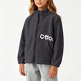thumbnail image 1 of CYRBOKO Girls Fleece Jackets, Long Sleeve Fall Winter Stand Collar Thermal Outerwear with Pockets Gray Size 11-12 T, 1 of 7