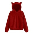 thumbnail image 1 of CYRBOKO Girls Fleece Sweatshirts, Long Sleeve Thermal Pullover Soft Hoodies with Ears and Pocket Red Size 7-8 T, 1 of 6