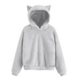 thumbnail image 1 of CYRBOKO Girls Fleece Sweatshirts, Soft Pullover Long Sleeve Thermal Hoodies with Ears and Pocket Gray Size 7-8 T, 1 of 6