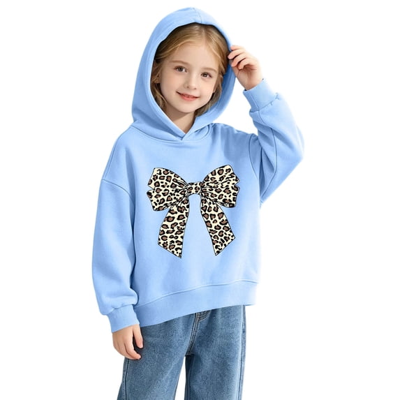 CYRBOKO Girls Graphic Hoodies, Lightweight Soft Long Sleeve Casual Hooded Sweatshirt Blue Size 7-8 T