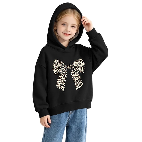 CYRBOKO Girls Graphic Hoodies, Long Sleeve Casual Soft Lightweight Hooded Sweatshirt Black Size 7-8 T