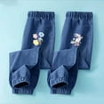 thumbnail image 1 of CYRBOKO Girls Graphic Jeans, Gift 2 Pack Loose Elastic Waist Long Pants Navy Size 8-9 T, 1 of 6