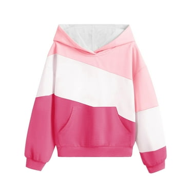CYRBOKO Girls Hooddie Sweatshirts, Comfy Autumn Casual Holiday Pullover with Long Sleeve Hot Pink Size 7-8 T