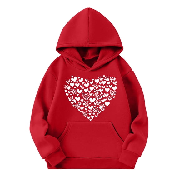 CYRBOKO Girls Hooddies, Casual Pullover Comfy Autumn Long Sleeve Clothing Red Size 13-14 T