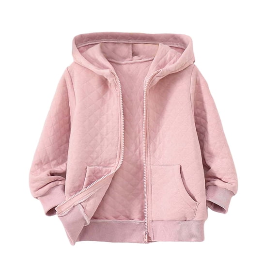 CYRBOKO Girls Hooded Jackets, Fall/Winter Full Zip Thermal Casual Outerwear for Girls Pink Size 8-9 T
