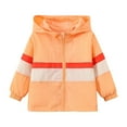 thumbnail image 1 of CYRBOKO Girls Hooded Jackets, Lightweight Long Sleeve Loose Full-Zip Spring and Fall Windbreakers Orange Size 7-8 T, 1 of 9