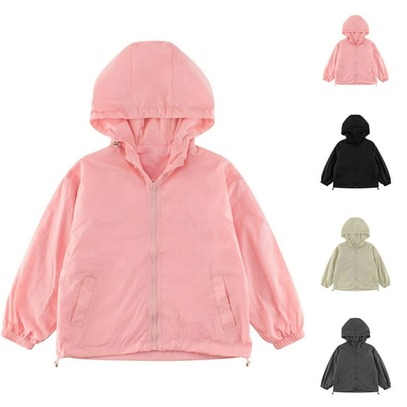CYRBOKO Girls Hooded Jeckets, Lightweight Gift Long Sleeve Zip up Jeckets with Pockets Pink Size 12 T