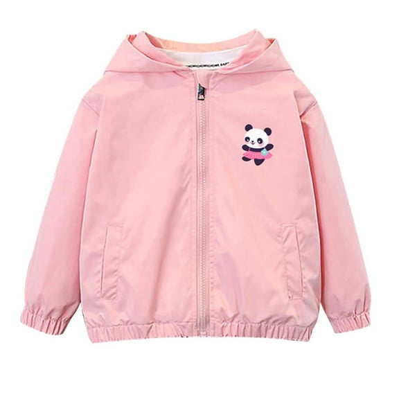 CYRBOKO Girls Hooded Jeckets, Long Sleeve Zip up Lightweight Casual Fall Outerwear Pink Size 5-6 T
