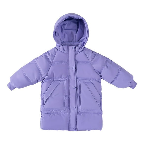 CYRBOKO Girls' Hooded Puffer Jackets, Heavyweight Thermal Full Zip Long Sleeve Winter Coats Purple Size 6-7 T
