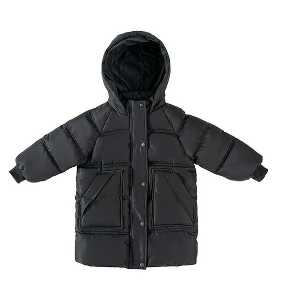 CYRBOKO Girls' Hooded Puffer Jackets, Long Sleeve Thermal Heavyweight Full Zip Winter Coats Black Size 6-7 T