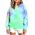 thumbnail image 1 of CYRBOKO Girls Hooded Sweatshirt, Casual Soft Tie Dye Long Sleeve Pullover Hoodies Green Size 5-6 T, 1 of 5