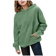 thumbnail image 1 of CYRBOKO Girls Hooded Sweatshirts, Corduroy Long Sleeve Fall Winter Sports Pullover with Pocket Green Size 10-11 T, 1 of 8
