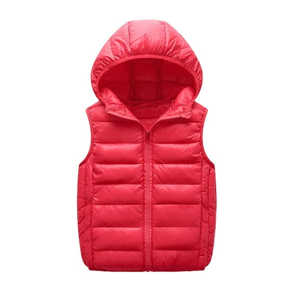 CYRBOKO Girls Hooded Vests, Sleeveless Thermal Lightweight Full Zip Winter Outerwear Red Size 10 T