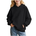 thumbnail image 1 of CYRBOKO Girls Hoodies, Comfy Long Sleeve Crew Neck Casual Pullover with Pockets Black Size 7-8 T, 1 of 8