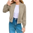 thumbnail image 1 of CYRBOKO Girls Jackets Short Length, Thermal Full Zip Lightweight Long Sleeve Fall Outerwear Khaki Size 10-12 T, 1 of 7