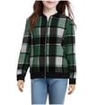 thumbnail image 1 of CYRBOKO Girls Jackets with Zip, Thermal Casual Long Sleeve Plaid Winter Outerwear Army Green Size 5-6 T, 1 of 6
