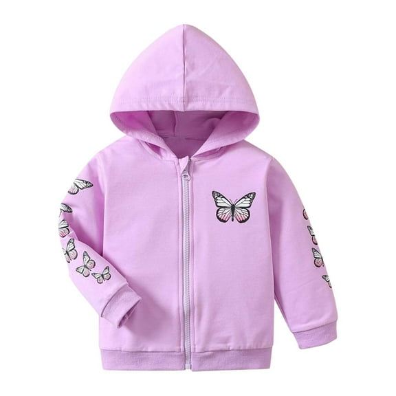CYRBOKO Girls' Jeckets, Casual Long Sleeve Stretchy Lightweight Outerwear with Zipper Purple Size 5-6 T