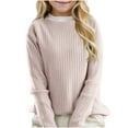 thumbnail image 1 of CYRBOKO Girls Knit Sweaters, Crew Neck Autumn Long Sleeve Casual Kint Clothes Khaki Size 10-11 T, 1 of 3