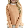 thumbnail image 1 of CYRBOKO Girls Knit Sweaters, Crew Neck Casual Autumn Long Sleeve Kint Clothes Gold Size 8-9 T, 1 of 3