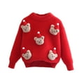 thumbnail image 1 of CYRBOKO Girls Knit Sweaters, Gift Knited Casual Crew Neck Long Sleeve Tops Red Size 8 T, 1 of 3