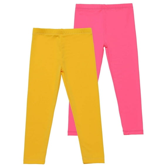 CYRBOKO Girls Leggings 2025, Thin Cotton Elastic Waist 2 Pieces Long Bottoms Pink Size 9-10 T