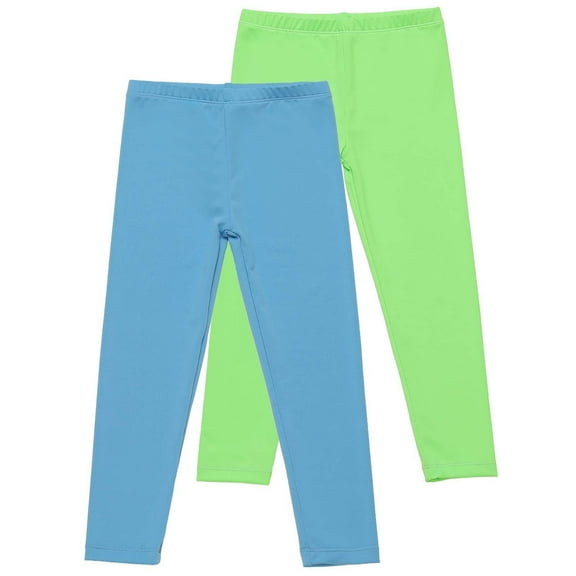 CYRBOKO Girls Leggings, Cotton Elastic Waist 2-piece Soft Skinny Pants Mint Green Size 5-6 T