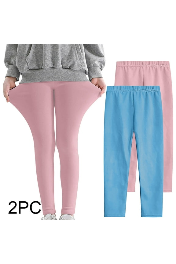Girls Leggings, Elastic Waist Casual 2PC Gift Tight Bottoms Blue Size 5-6 T