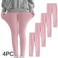 thumbnail image 1 of CYRBOKO Girls Leggings, Elastic Waist Loungewear Casual 4-piece Long Pants Pink Size 7-8 T, 1 of 9