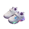 thumbnail image 1 of CYRBOKO Girls Light Up Sneakers, No-Tie Soft Sole Non-slip Casual Walking Shoes Purple Size 7-8 T, 1 of 5