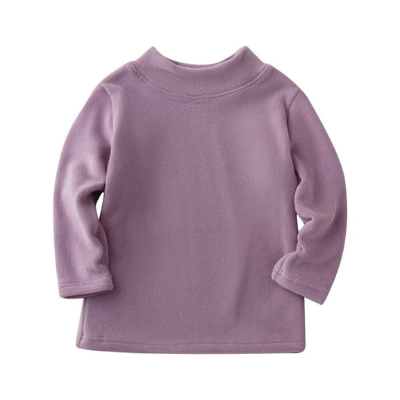 CYRBOKO Girls Long Sleeve Tops, Breathable Crew Neck Casual Soft Fall Undershirt Purple Size 14-15 T