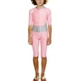 thumbnail image 1 of CYRBOKO Girls One-piece Swimsuits, Summer Quick-dry Short Sleeve Beach Bathing Suits Pink Size 4-6 T, 1 of 6