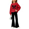 thumbnail image 1 of CYRBOKO Girls Outfit Sets 2-Piece, Long Sleeve Pullover Fall Casual Graphic Sweratshirts and Flare Pants 2-Piece Set Size 7-8 Years Red, 1 of 5