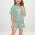 thumbnail image 1 of CYRBOKO Girls Outfit Sets, 2 Pieces Summer Casual T-shirts and Shorts Set Army Green Size 9-10 T, 1 of 8
