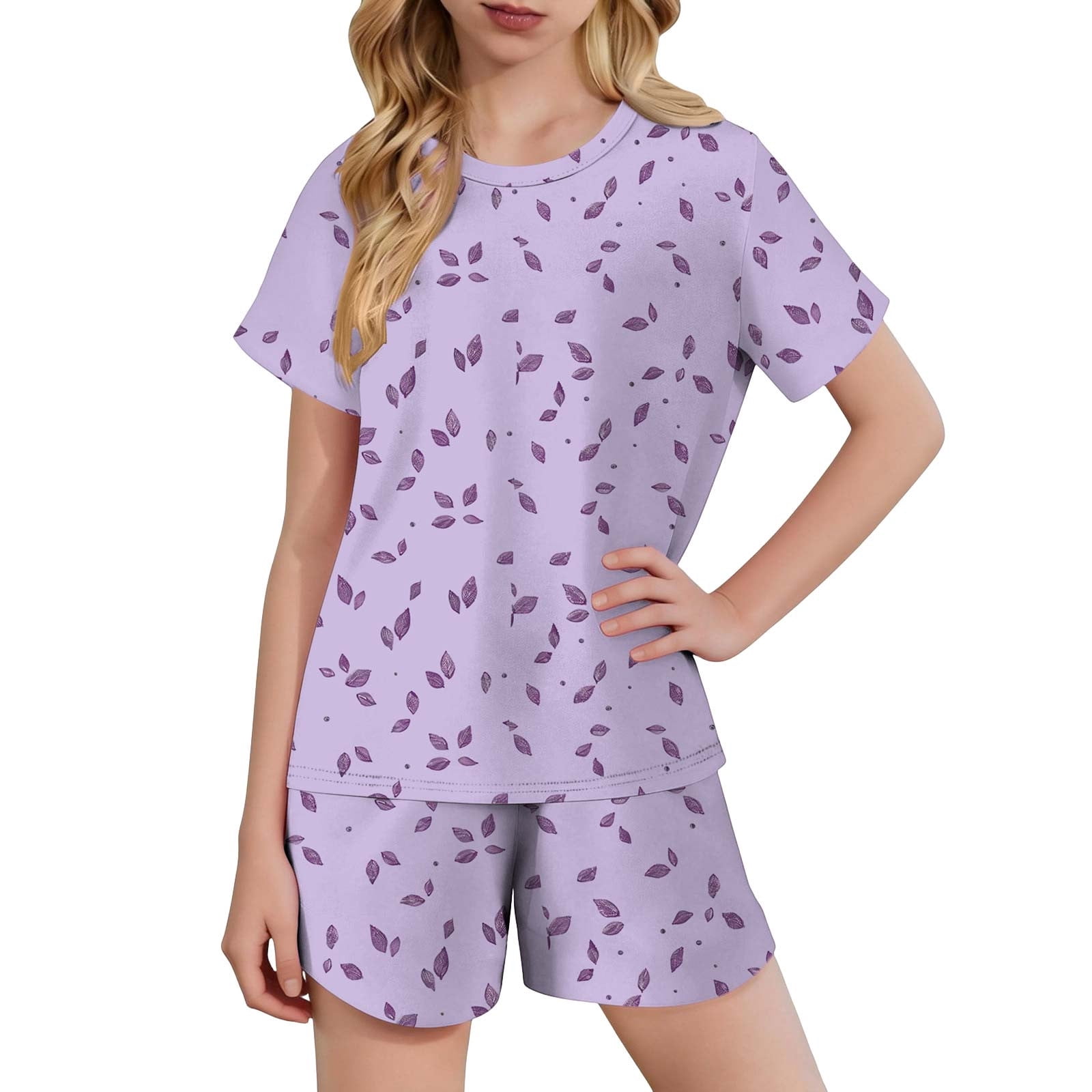 CYRBOKO Girls Outfit Sets, Elastic Waist Casual Printed Short Sleeve ...