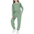 thumbnail image 1 of CYRBOKO Girls Outfit Sets with Flutter&nbsp;Sleeve, Long Sleeve Two-piece Elastic Waist Soft Kids Sets Green Size 12-13 T, 1 of 6