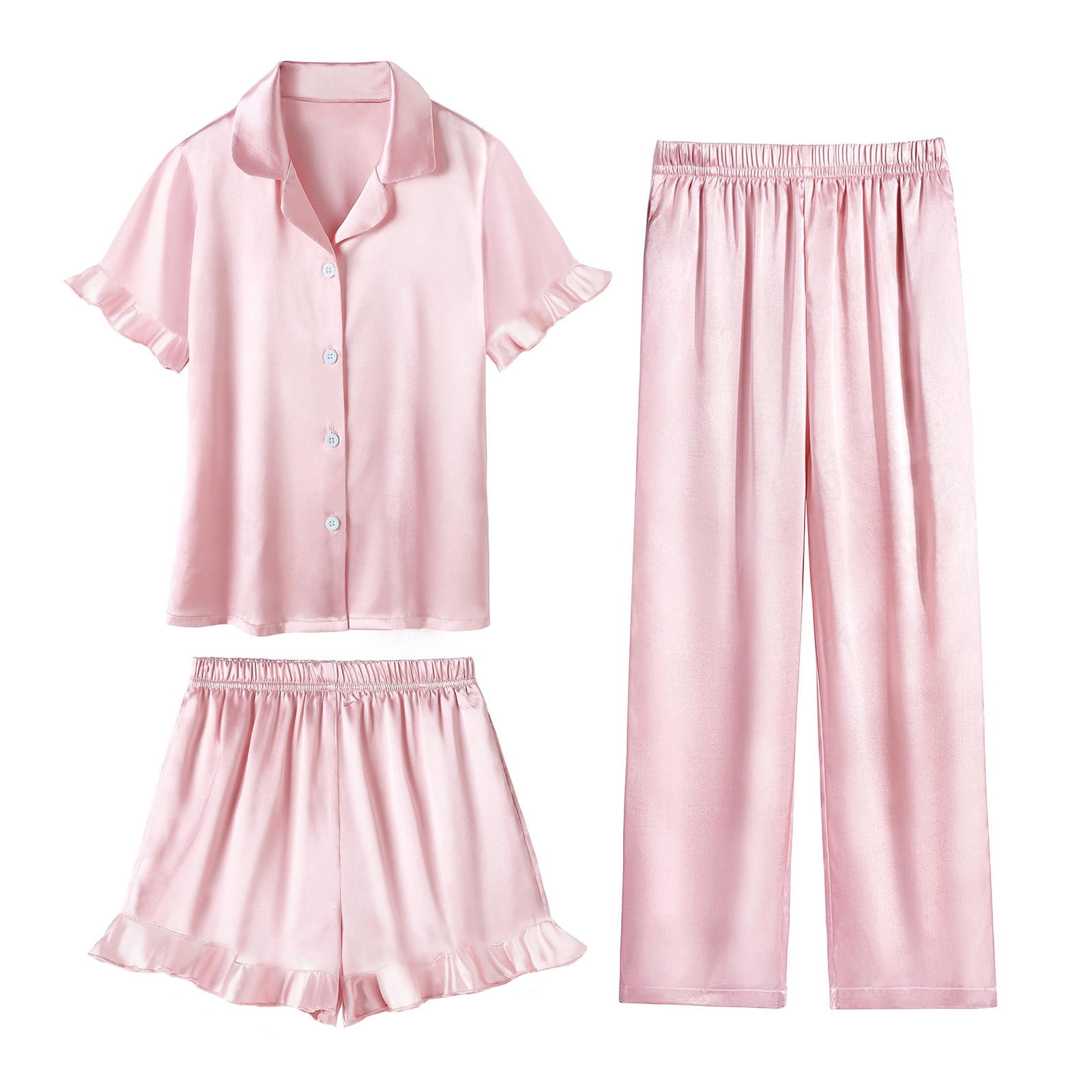 CYRBOKO Girls Outfit Sets with Ruffle, Sleepwear Elastic Waist Short ...