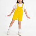 thumbnail image 1 of CYRBOKO Girls' Overalls Shorts, Casual Front Pocket Comfy Back-to-school Casual Shorts Yellow Size 7-8 T, 1 of 5