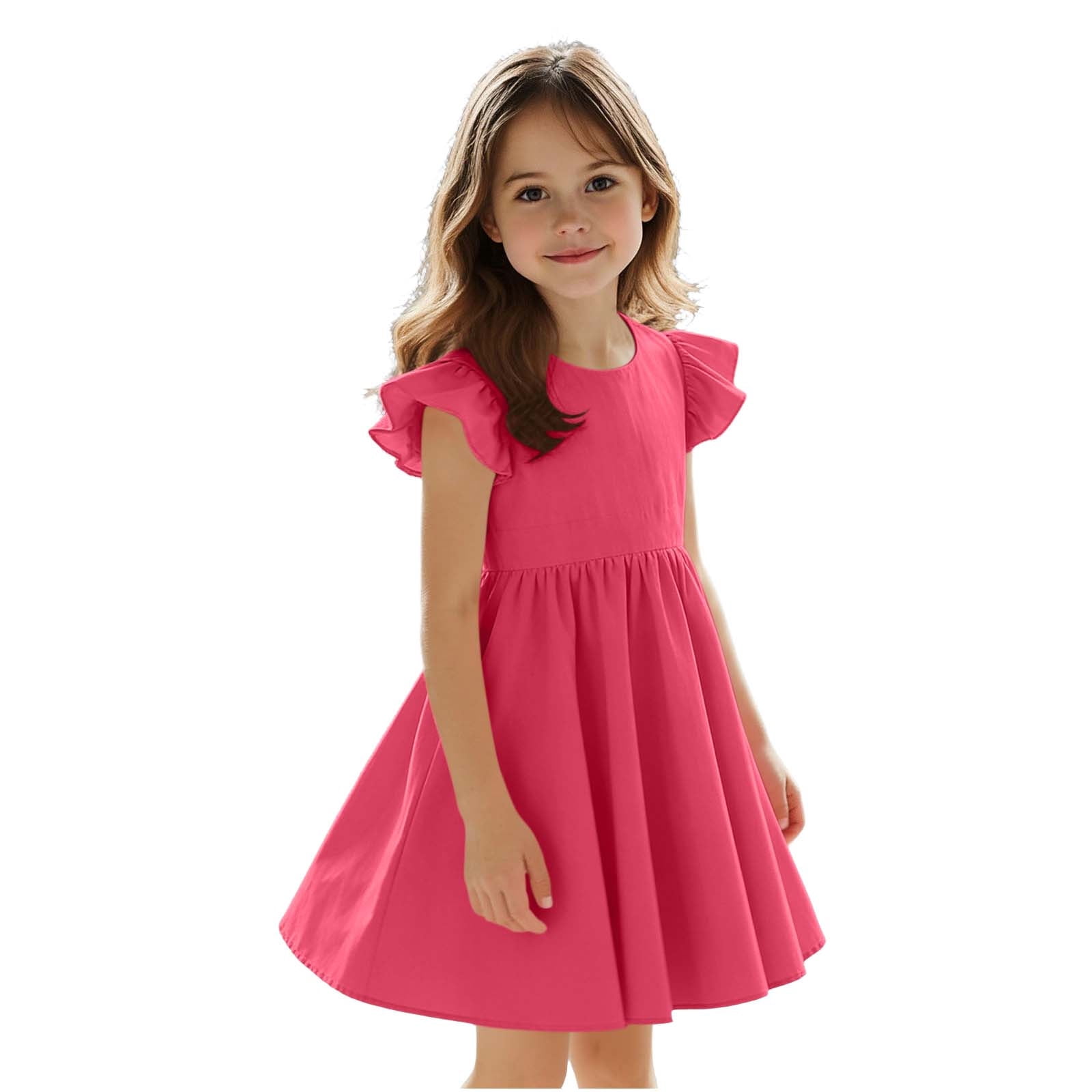 CYRBOKO Girls Pleated Dresses, Casual Summer Cotton A-line Dresses with ...