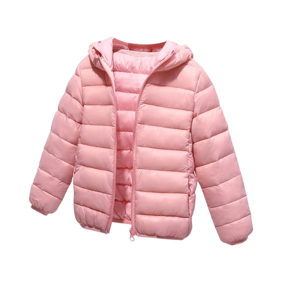 CYRBOKO Girls' Puffer Jackets, Long Sleeve Lightweight Full Zip Thermal Kids Jackets Pink Size 8-10 T