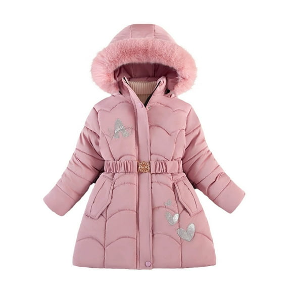 CYRBOKO Girls' Puffer Jackets, Thermal Full Zip Loose Cotton Winter Coats Pink Size 8-9 T