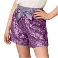 thumbnail image 1 of CYRBOKO Girls Sequins Shorts, Performance Cotton Holiday Elastic Waist Dancewear Shorts Purple Size 1-2 T, 1 of 6