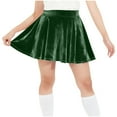 thumbnail image 1 of CYRBOKO Girls Short Skirts, Elastic Waist Vacation Velvet Holiday Pleated Skirts Green Size 5-15 T, 1 of 9